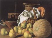 MELeNDEZ, Luis Style life with melon and pears oil painting on canvas